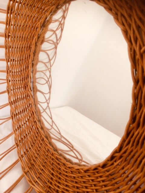 Vintage rattan mirror  50x55cm