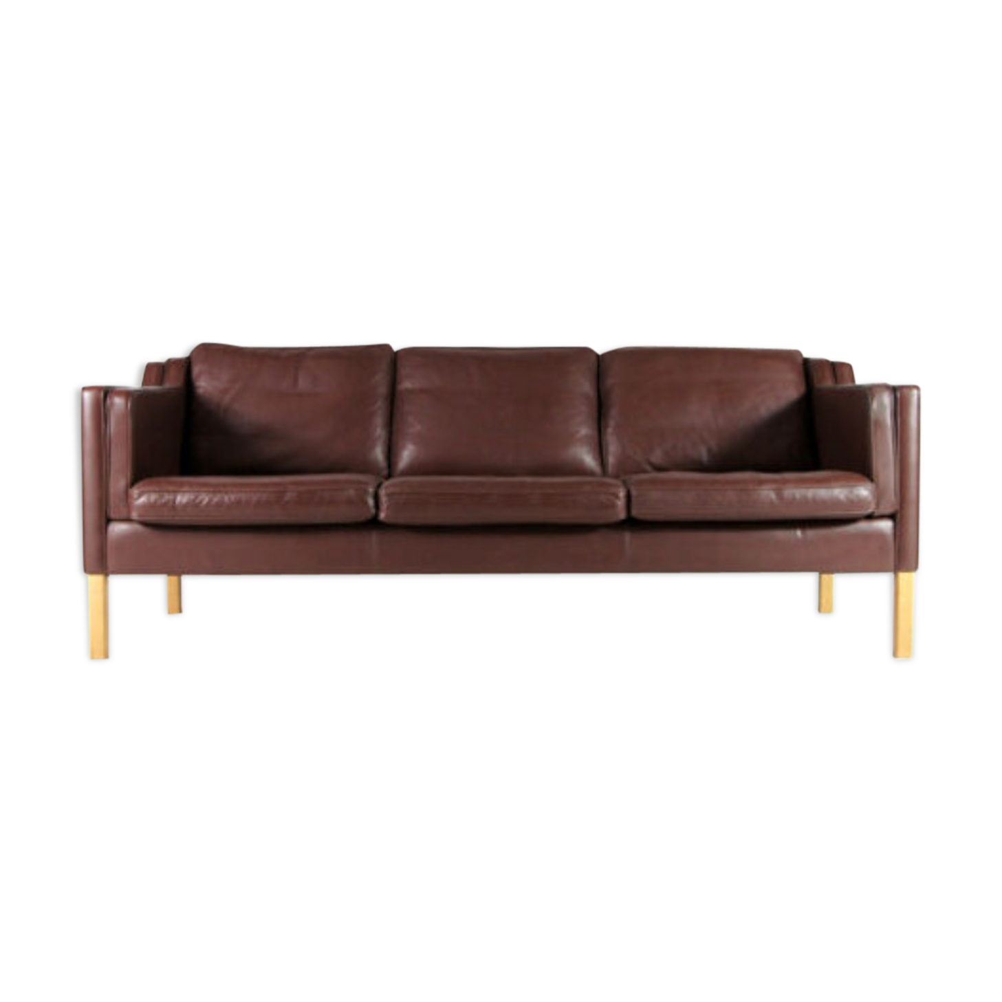 Danish vintage retro 3-seater sofa in Scandinavian oak Stouby leather from the 60s 70s