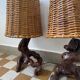 60s vine and rattan lamps (X2)