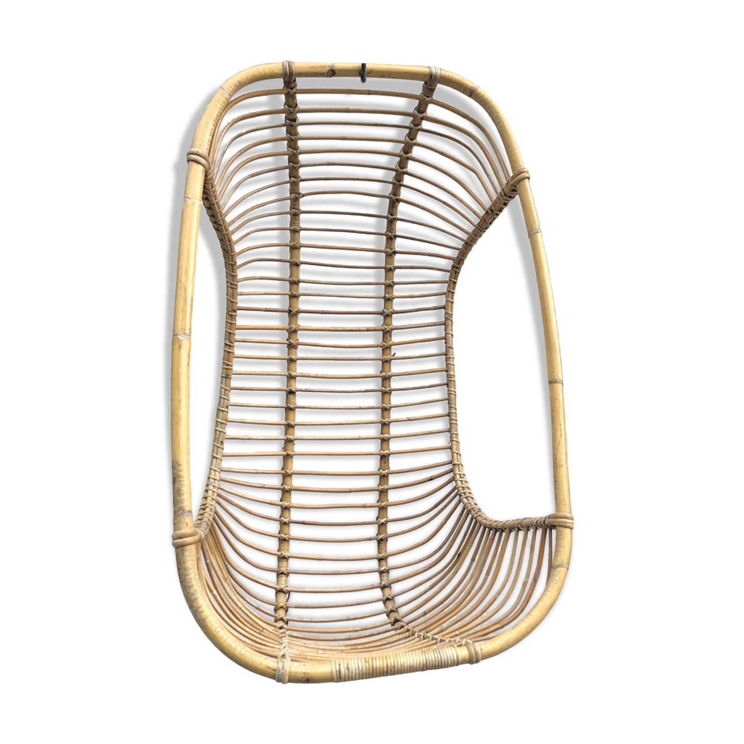 Hanging shell armchair 60's rattan