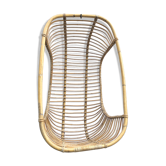 Fauteuil coquille suspendu 60's rotin