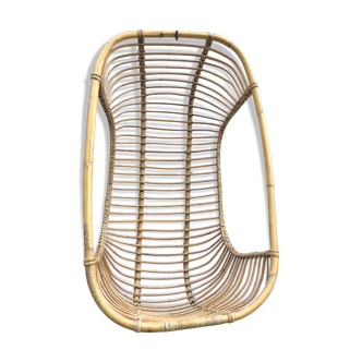 Hanging shell armchair 60's rattan