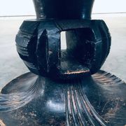 Handcrafted Low Stool in Carved Stained Wood, Africa, 1950s