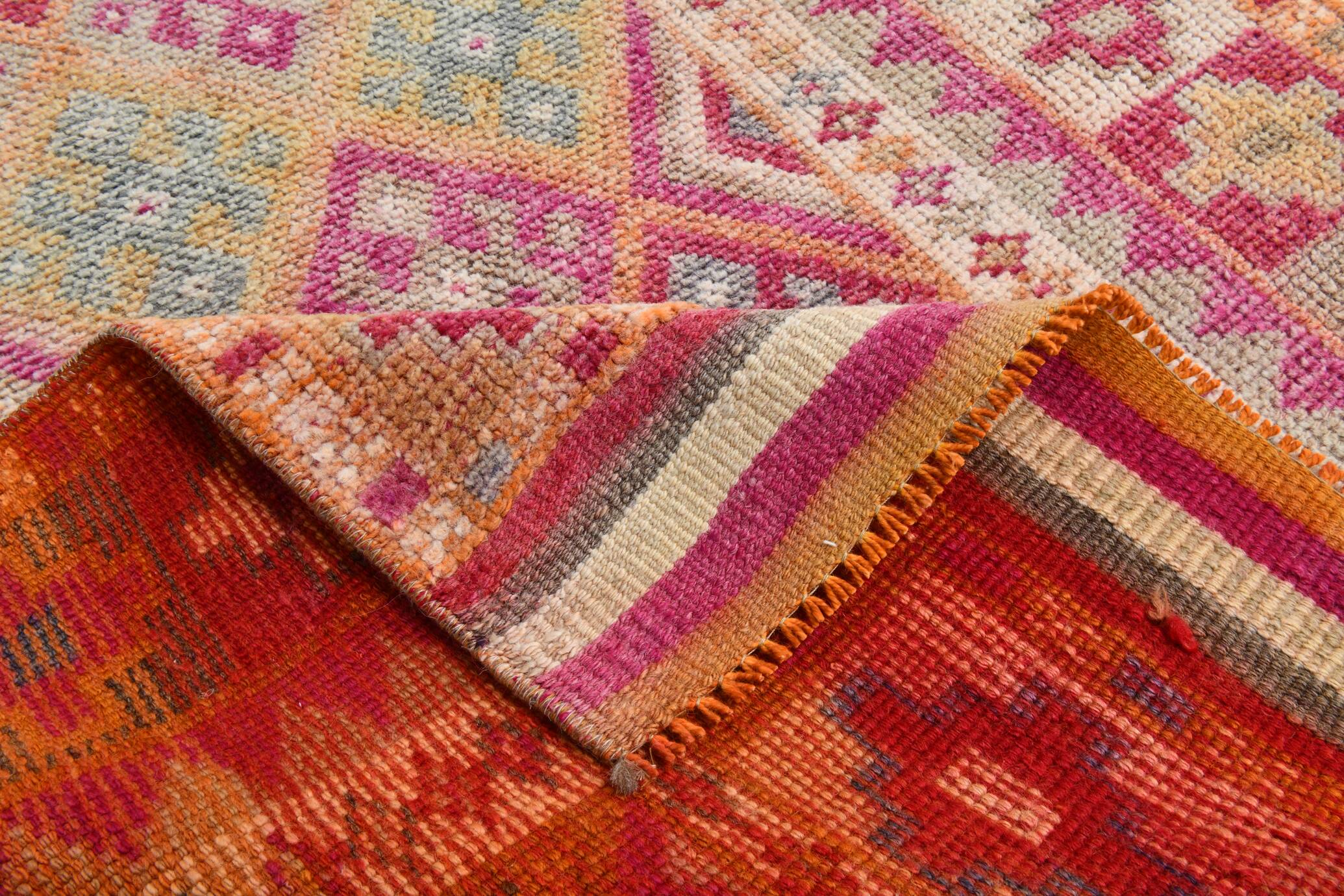 3x13 Pink Hallway Turkish Runner Rug,94x409Cm
