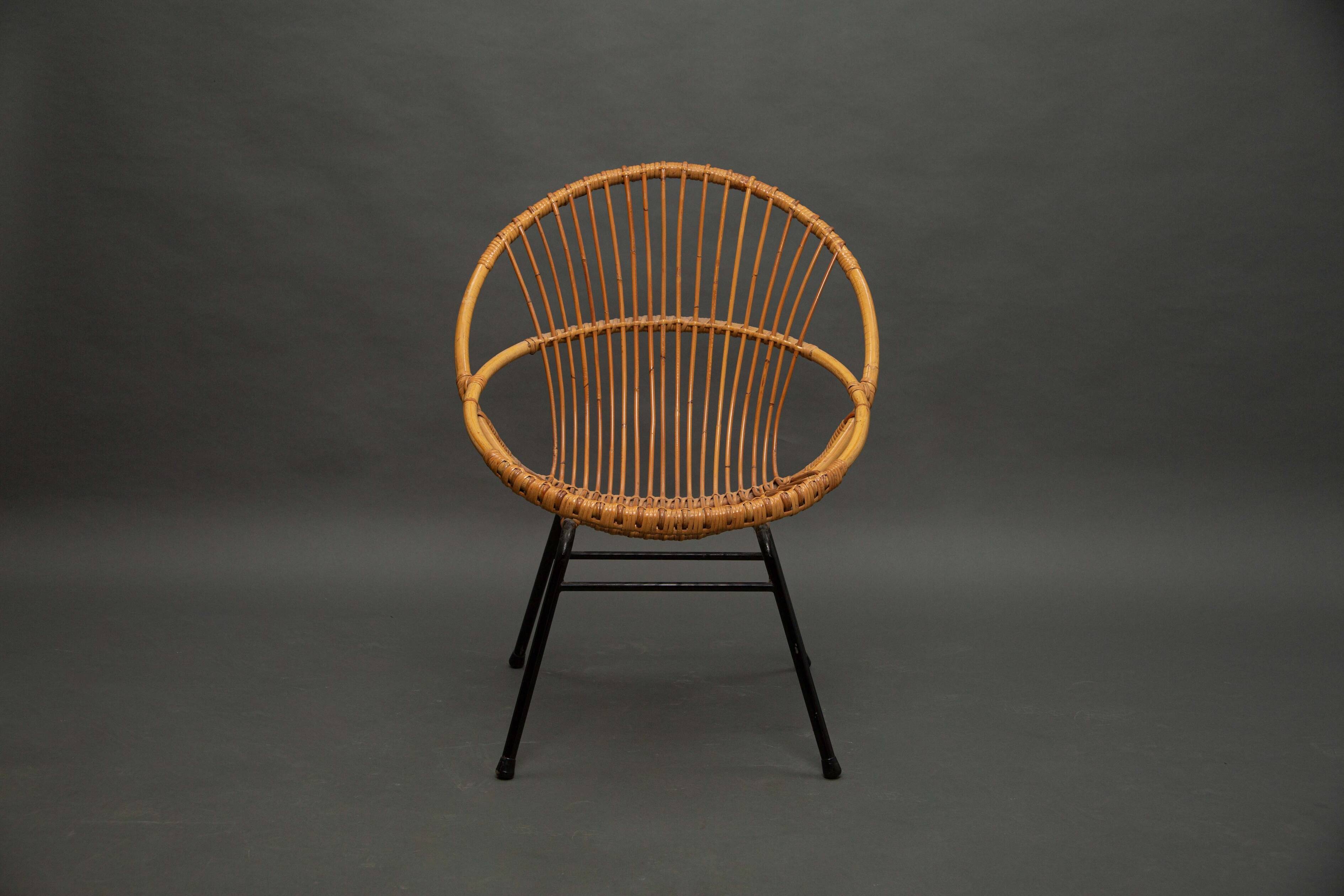 Rohe Noordwolde rattan armchair, Netherlands 1950s