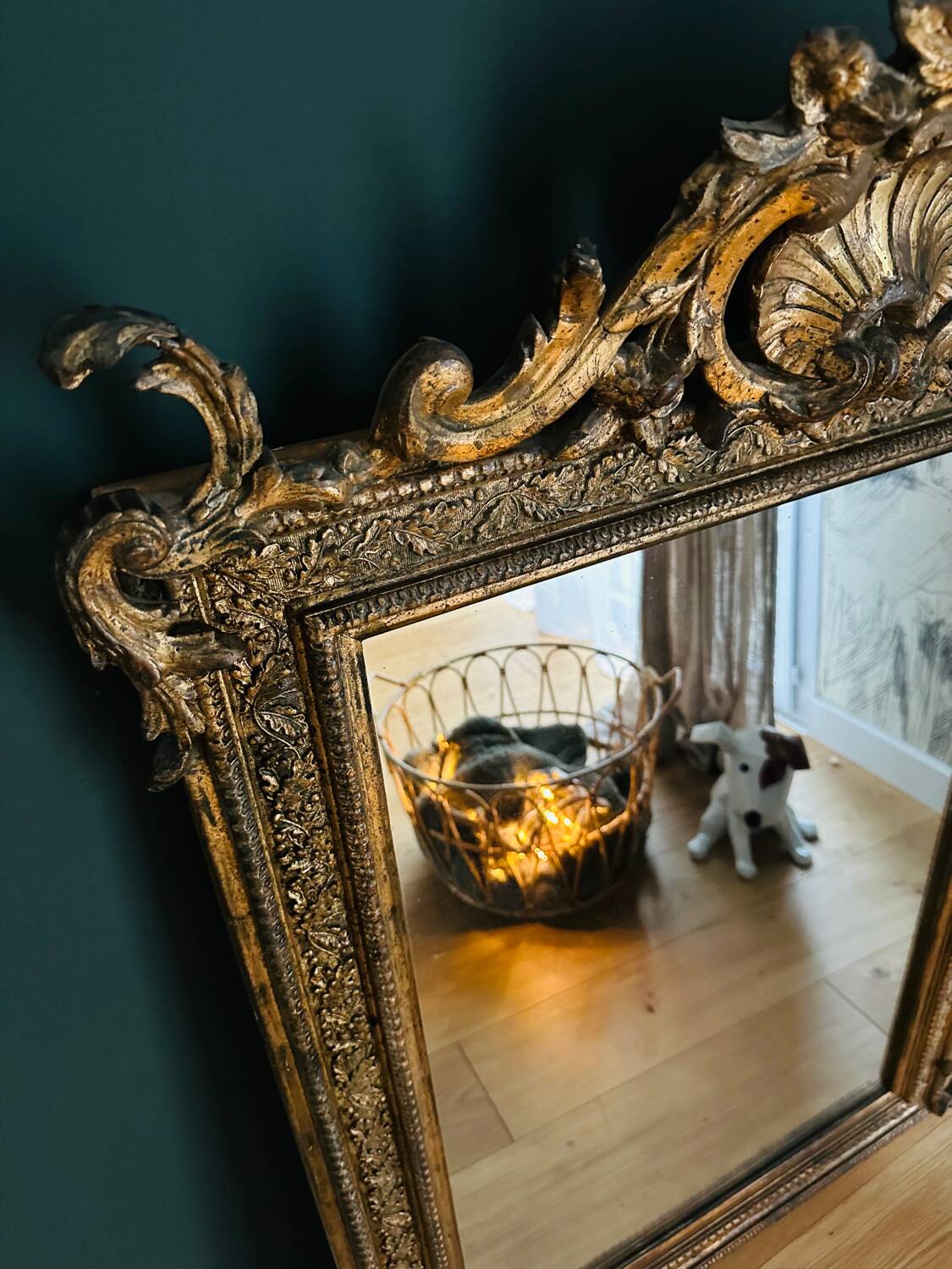 Golden wooden mirror