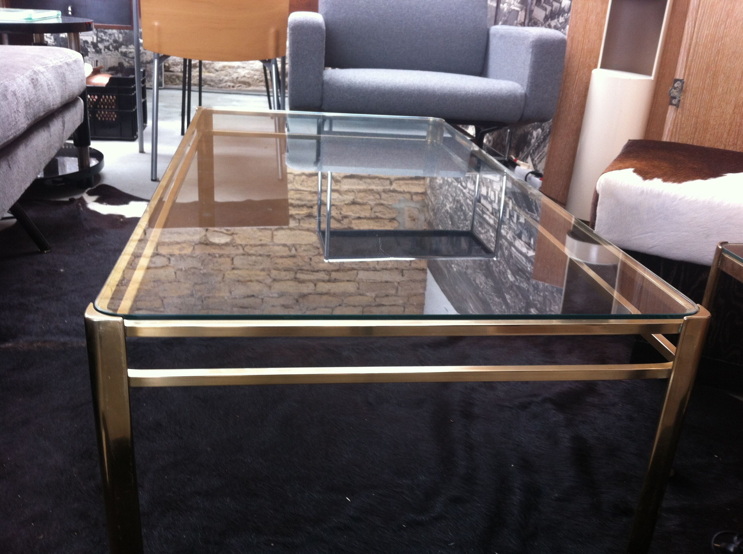 Coffee table Maison Malabert bronze & glass