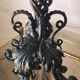 large wrought iron work lamp Andalusian style 1900 marbled opaline,,,, 49x25 magnificent and rare