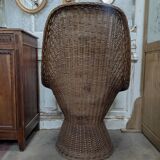 Large woven rattan armchair