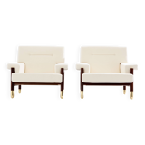 Paire de fauteuils de Carlo De Carlo palissandre cuir laiton 1966