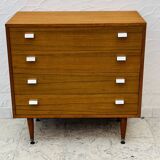 Vintage teak chest of drawers with 4 drawers from the 1960s in G-Plan style.