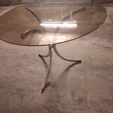 70's table Smoked glass, chrome legs