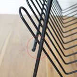 Mid century perorated metal side table with a magazine rack - pilastro tomado artimeta era