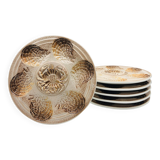 6 oyster/shellfish plates, Atelier d’Art du Revernay.