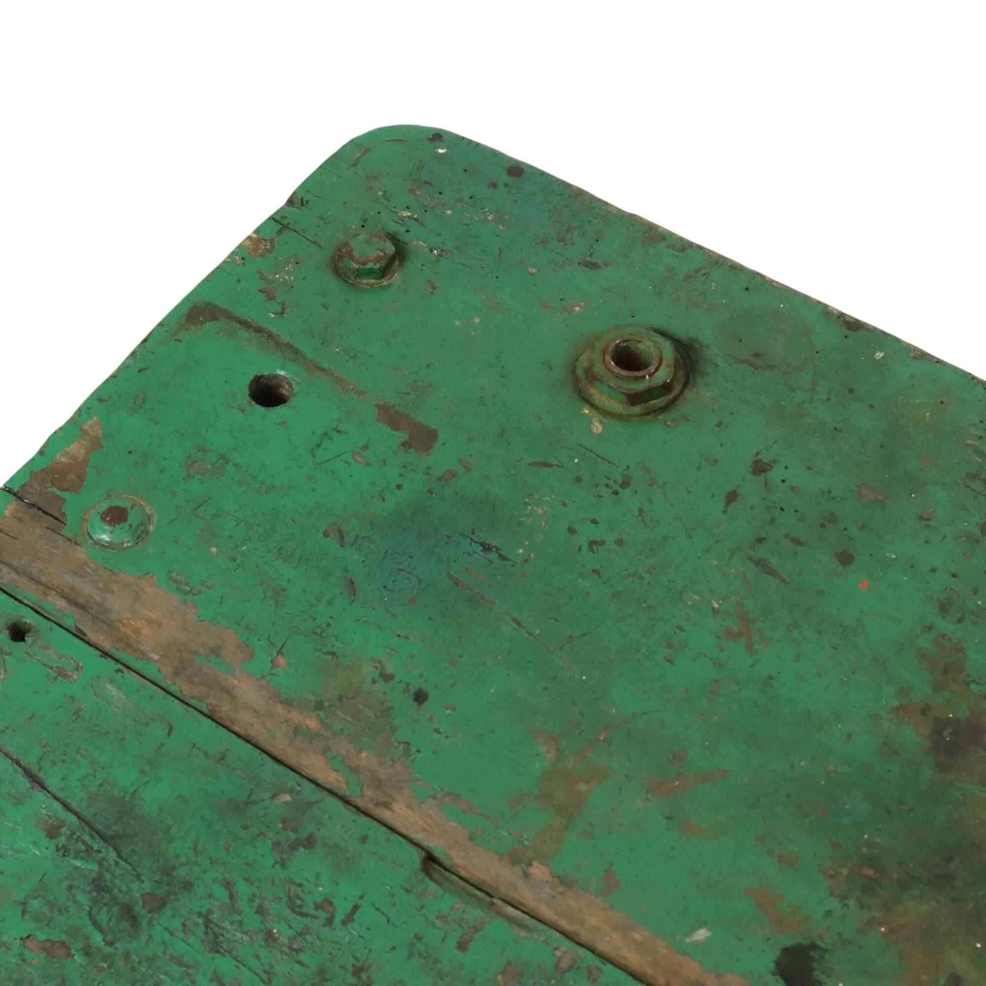 Unique Green Industrial Workbench Work Table Wood Metal 160cm