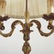 Bronze French Antique Art Nouveau 3-Light Candelabra Lamp Pleated Shade