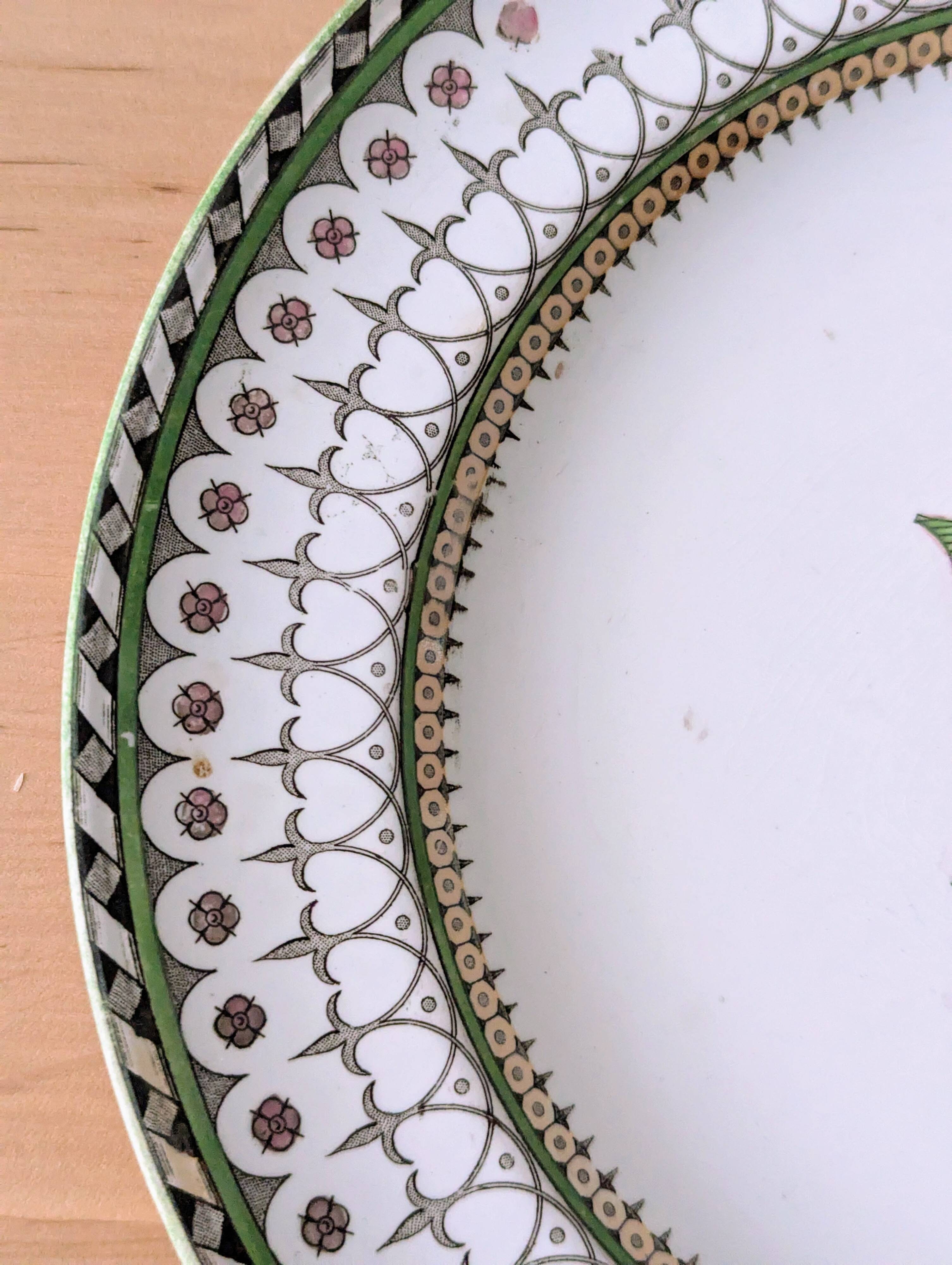 Antique round dish from Creil & Montereau, “Venetian” decor, late 19th century