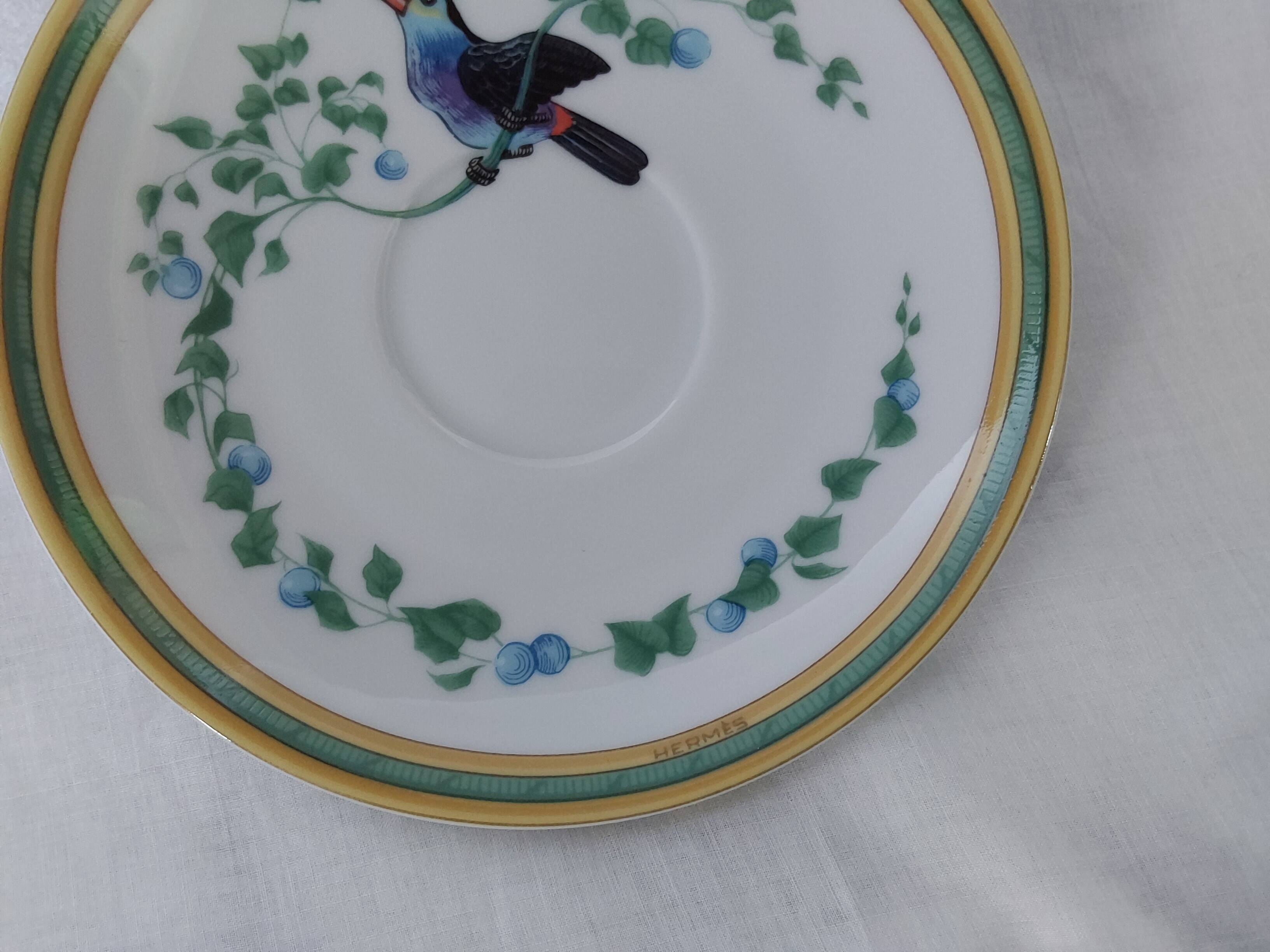 Tasse Hermès Toucans - Mug Porcelaine 300ml - Vaisselle Animal Sauvage, Authentique, Neuf (défauts Mineurs)