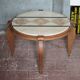 Art Deco wooden coffee table, marble top living room table, side table.