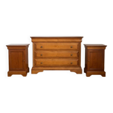 Selling Louis Philippe chest of drawers with secret drawer along with these bedside tables.