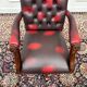 Chaise de bureau Chesterfield anglaise classique en rouge bordeaux