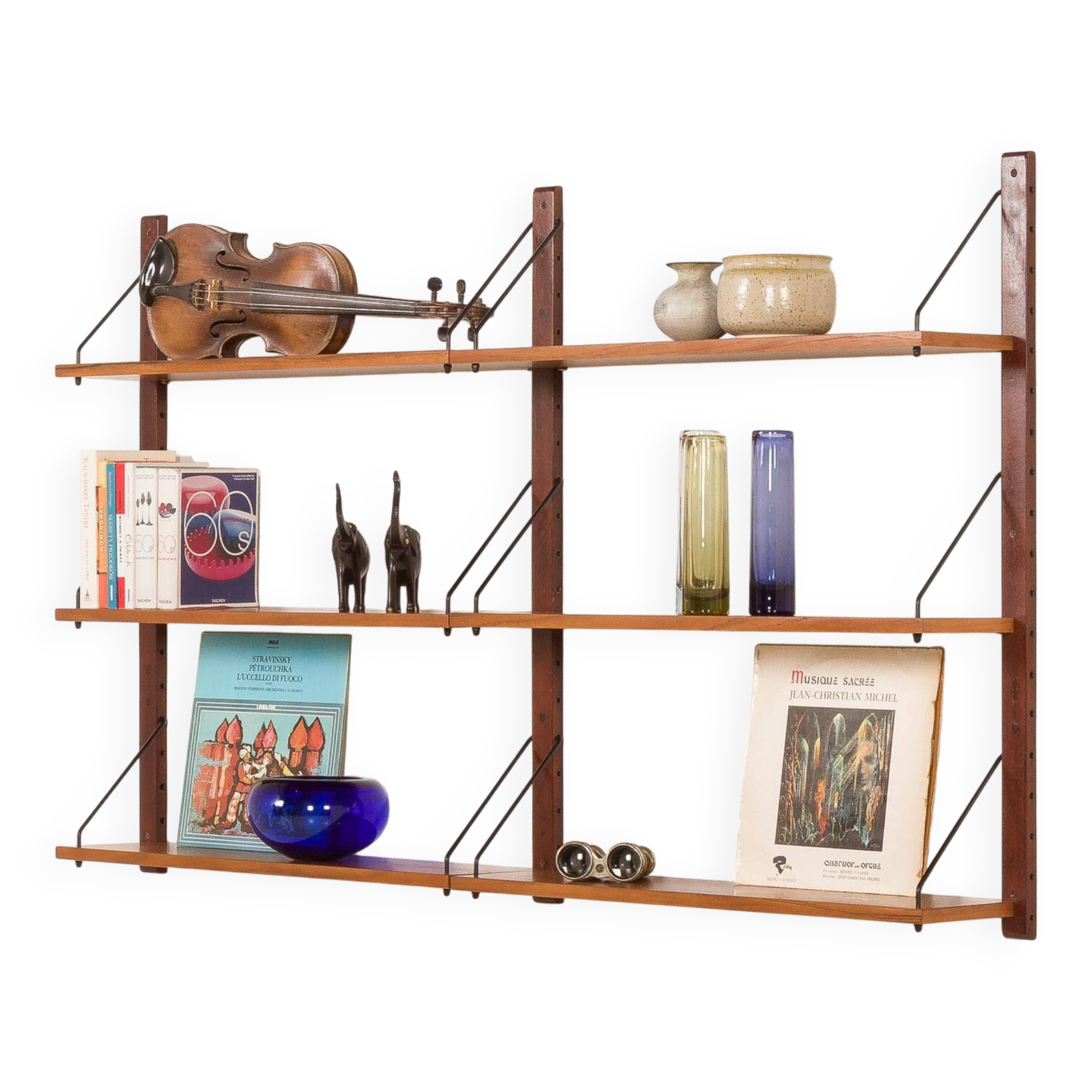 Danish vintage teak shelving unit, 1960s