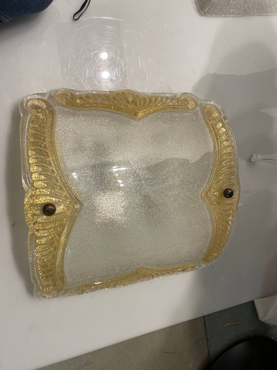 Large Murano Glass Sconces/ Flushmounts Set of 2