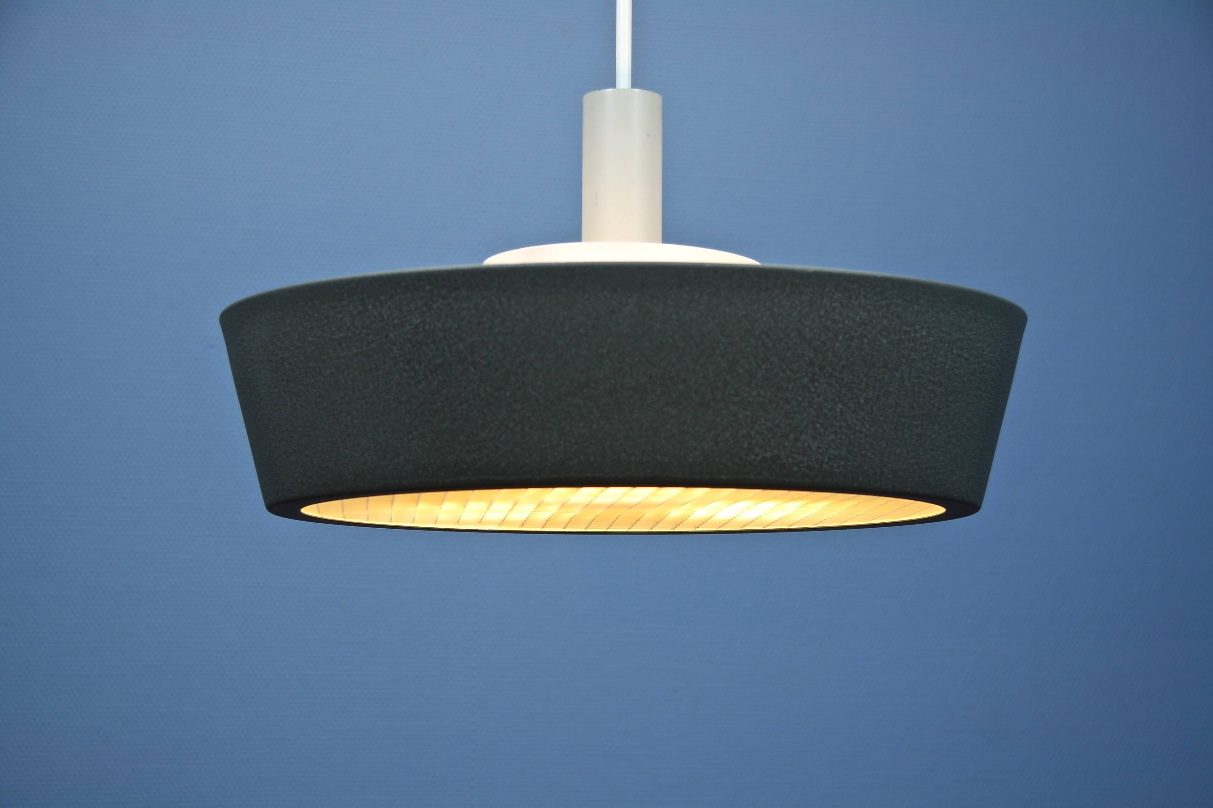 Dutch pendant light in black by Niek Hiemstra for Evolux, 1960s