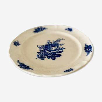Petites assiettes anciennes faïence terre de fer villeroy & boch mettlach 1897 décor floral bleu