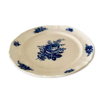 Petites assiettes anciennes faïence terre de fer villeroy & boch mettlach 1897 décor floral bleu