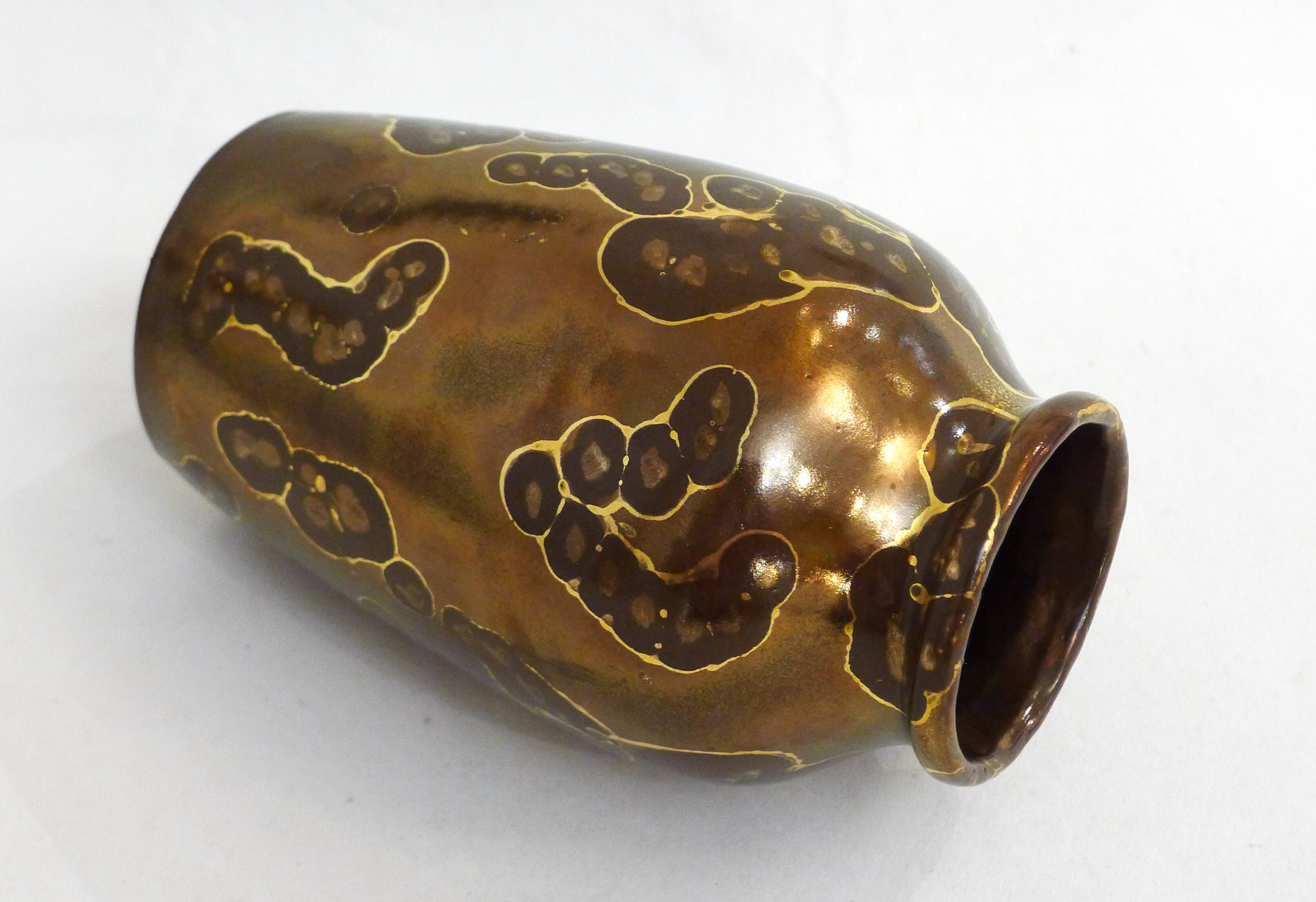 L. Brisdoux gilded copper vase