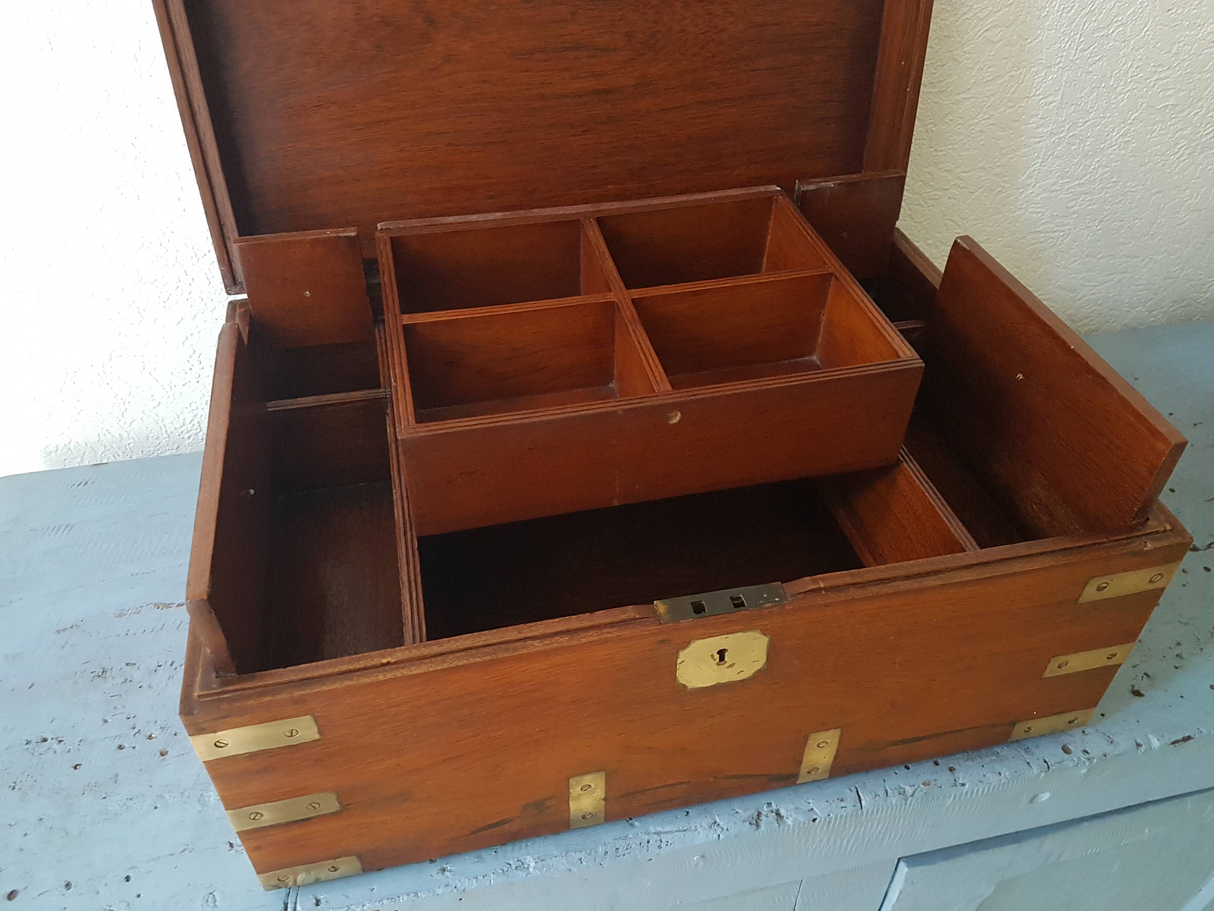 Marine trunk travel cabinet period 19th wood and brass