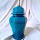 2 blue crackle ceramic desk lamp bases, 1950s