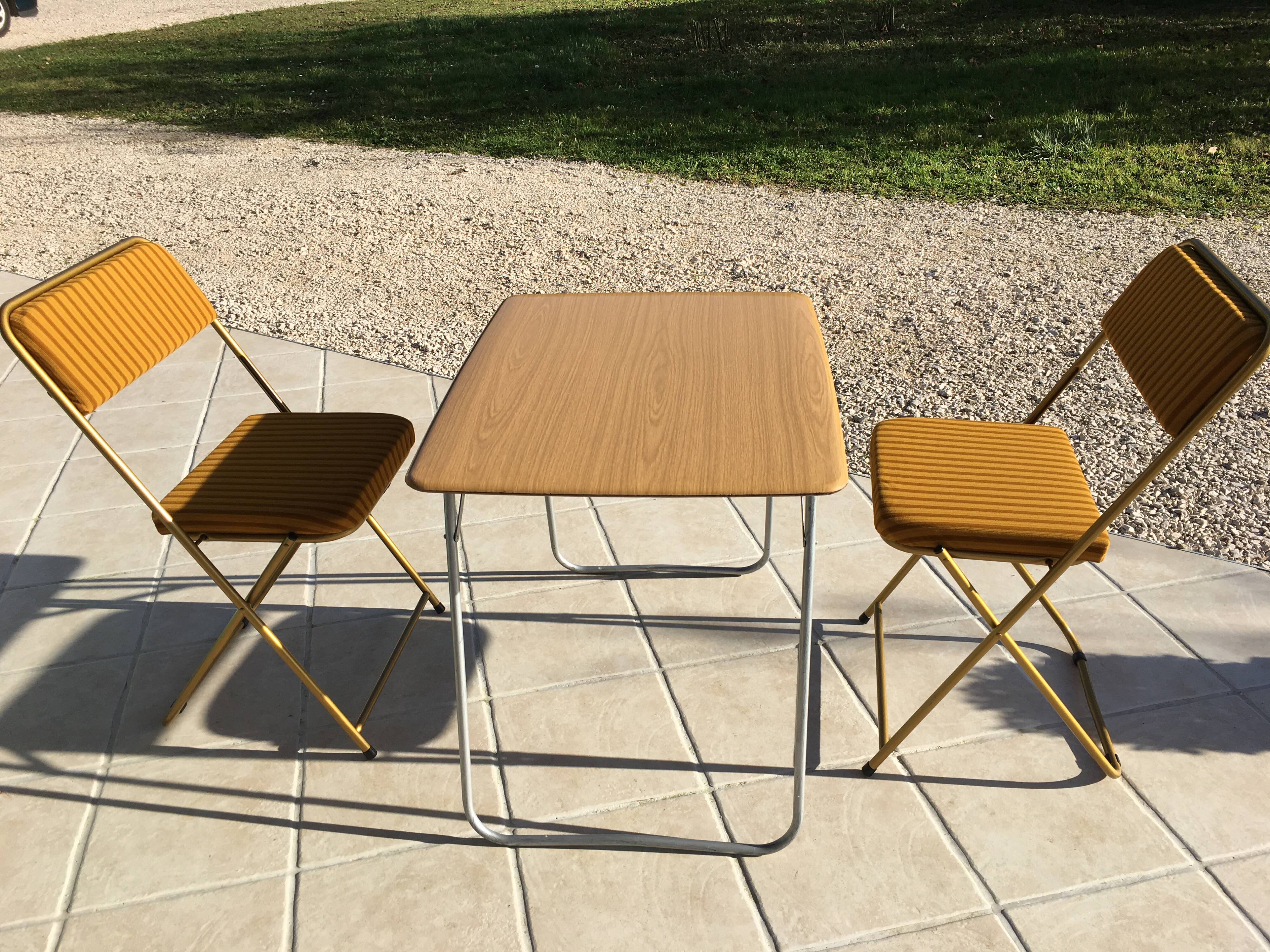 Lafuma foldable camping chair duo from the 50s/60s