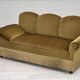 1950s, 2 seater sofa/daybed, light green furniture velour, ash wood legs.