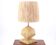 Beige marble lamp, raffia lampshade, 1970s