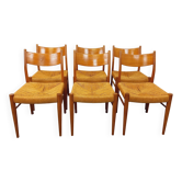 Suite de 6 chaises vintage teck corde danoise Gessef Consorzio Sedie Friuli