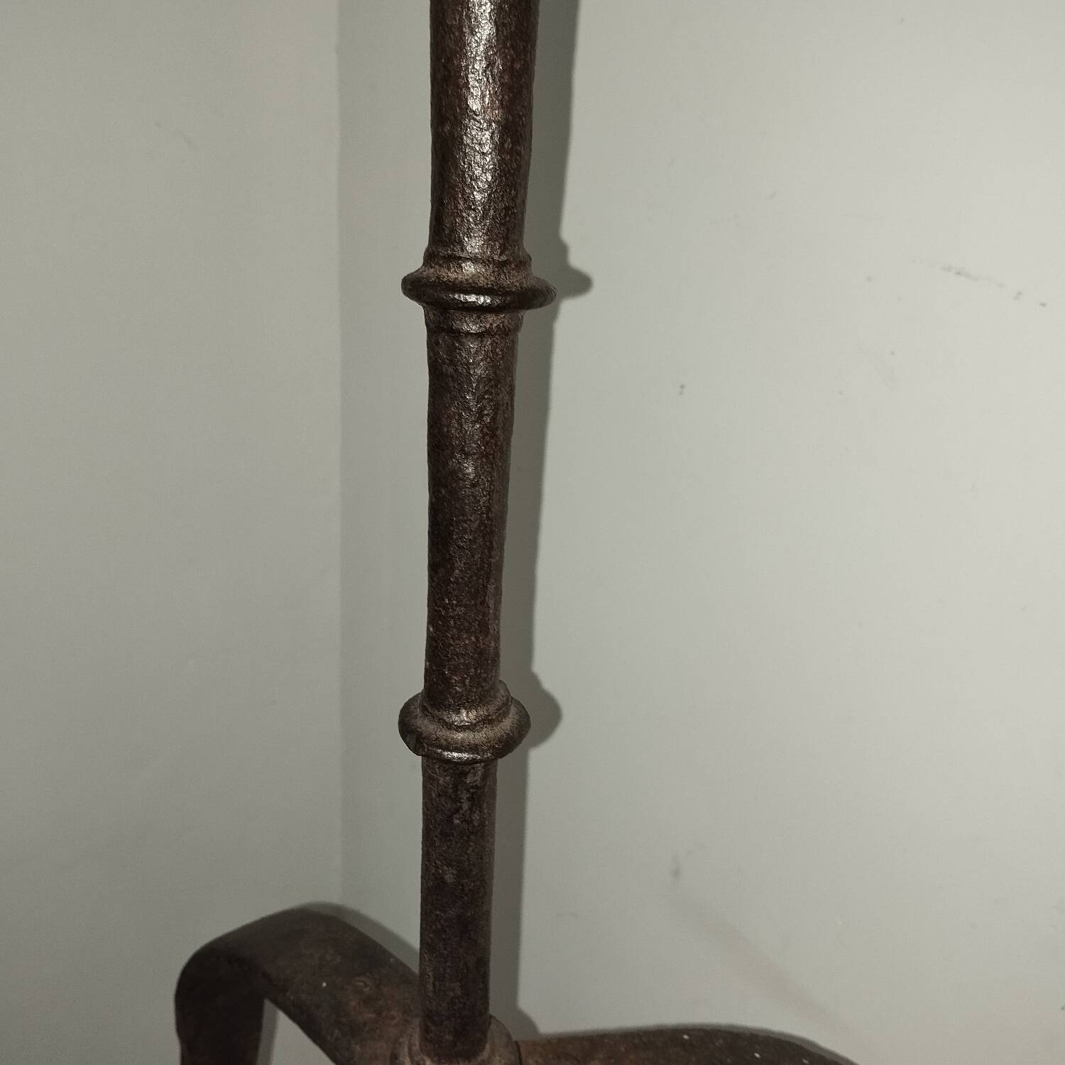 Wrought iron candle stick, 17th century