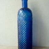 Paire de 2 bouteilles en verre bleu