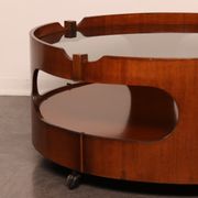 Round coffee table  Frame in plywood- top in smoked glass  Italy - 1960's