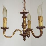 French Antique Art Nouveau Style 3-Light Quality Bronze Chandelier