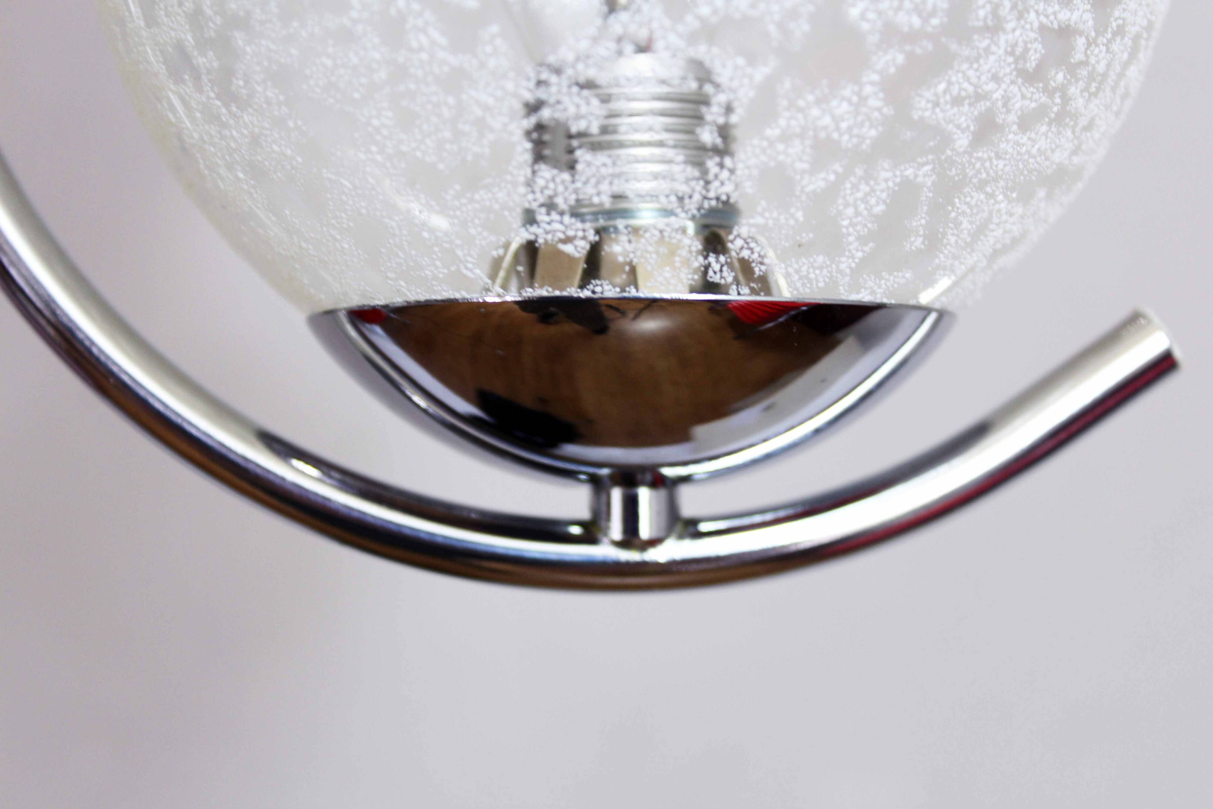 Glass and chrome metal chandelier 1970