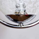 Glass and chrome metal chandelier 1970