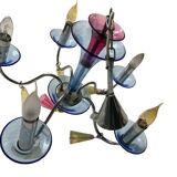 Chandelier in metal and colored glass