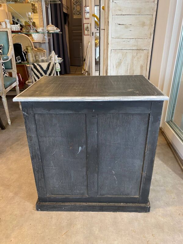 Meuble de metier ancien en bois patiné avec 3 tiroirs casier administration