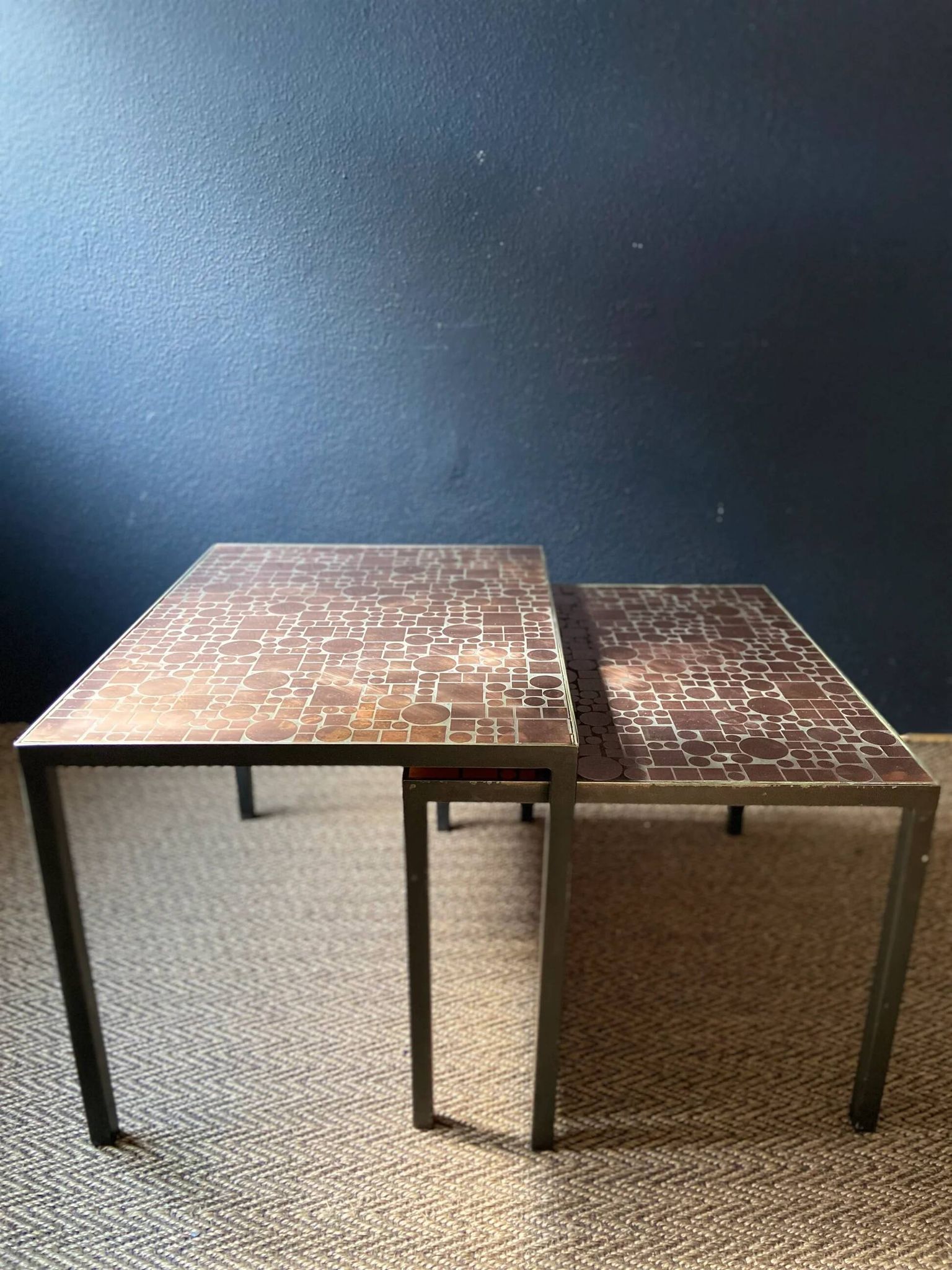 Tables gigognes en cuivre par Herbert Hirche pour Rosenthal, Allemagne, années 1970