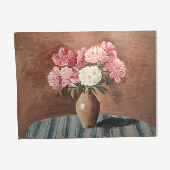 Tableau nature morte aux pivoines