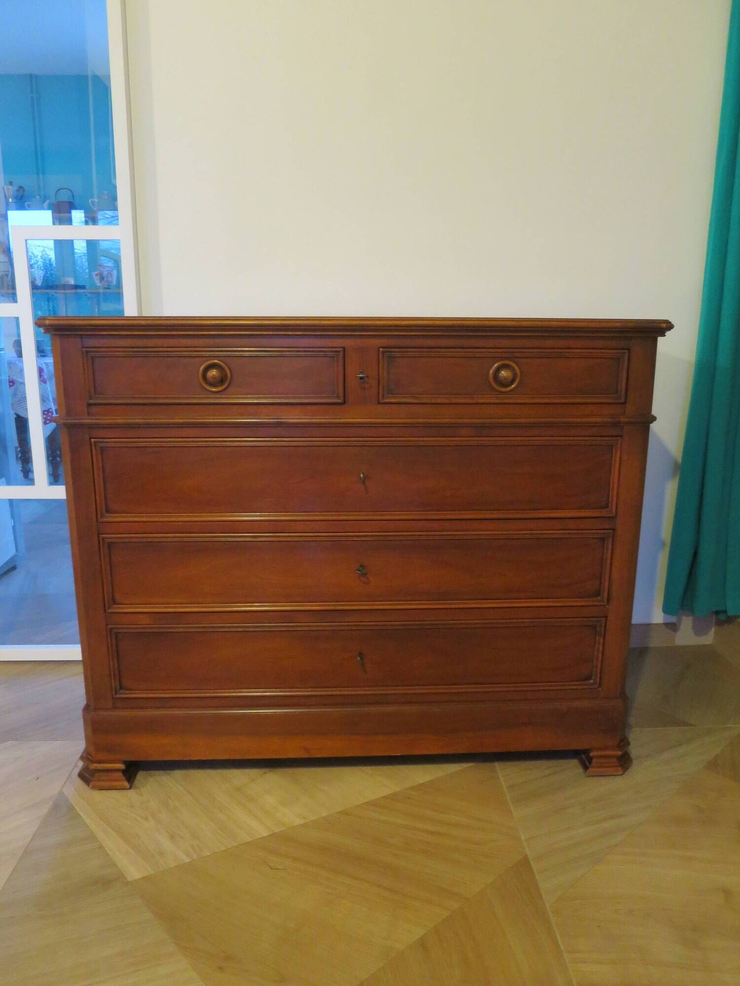 Rare - Pretty Louis Philippe chest of drawers – Mahogany – 5 drawers – 4 locks – Barn furniture