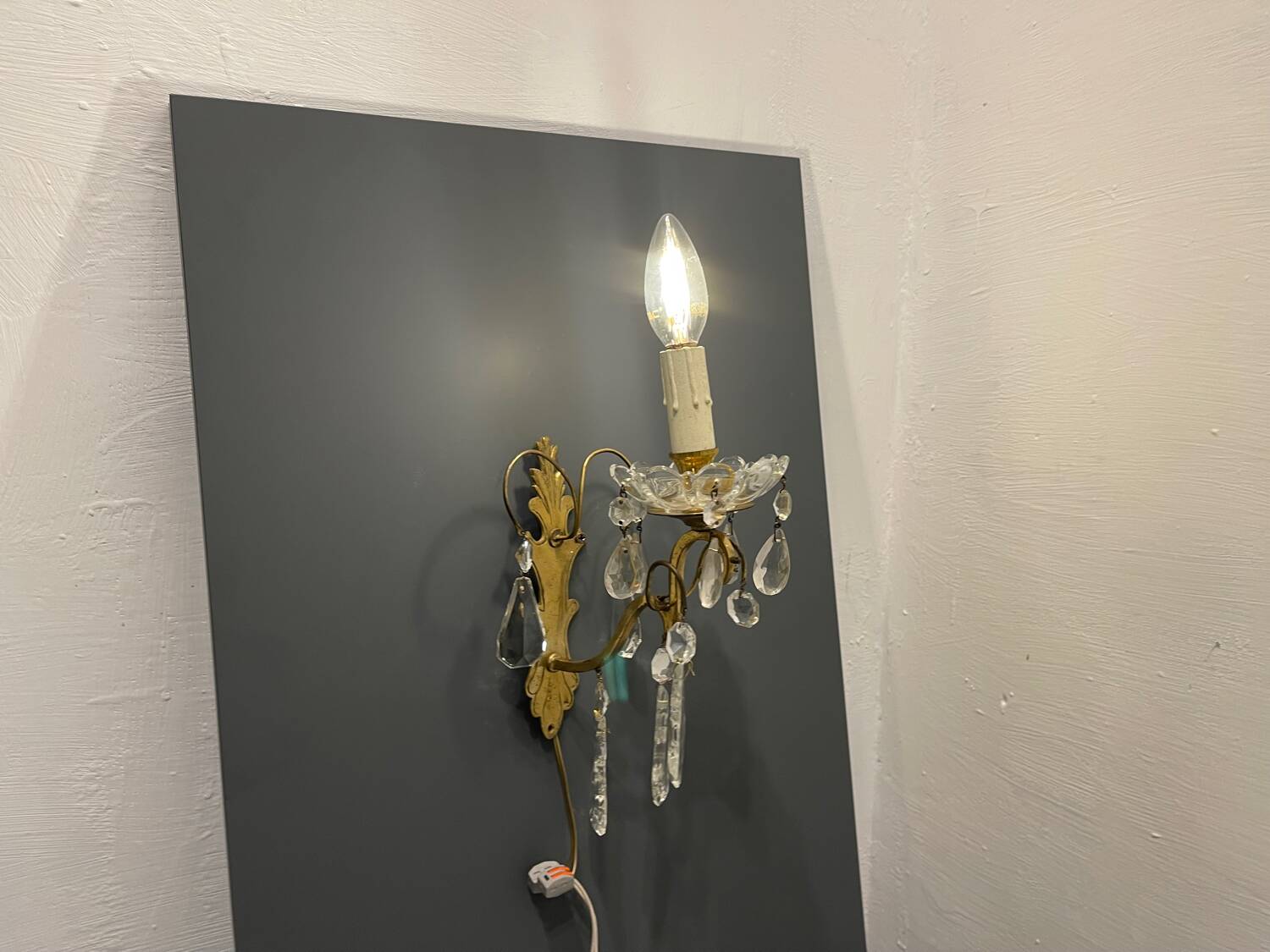 Brass Crystal Sconces Set of 2 1950’s