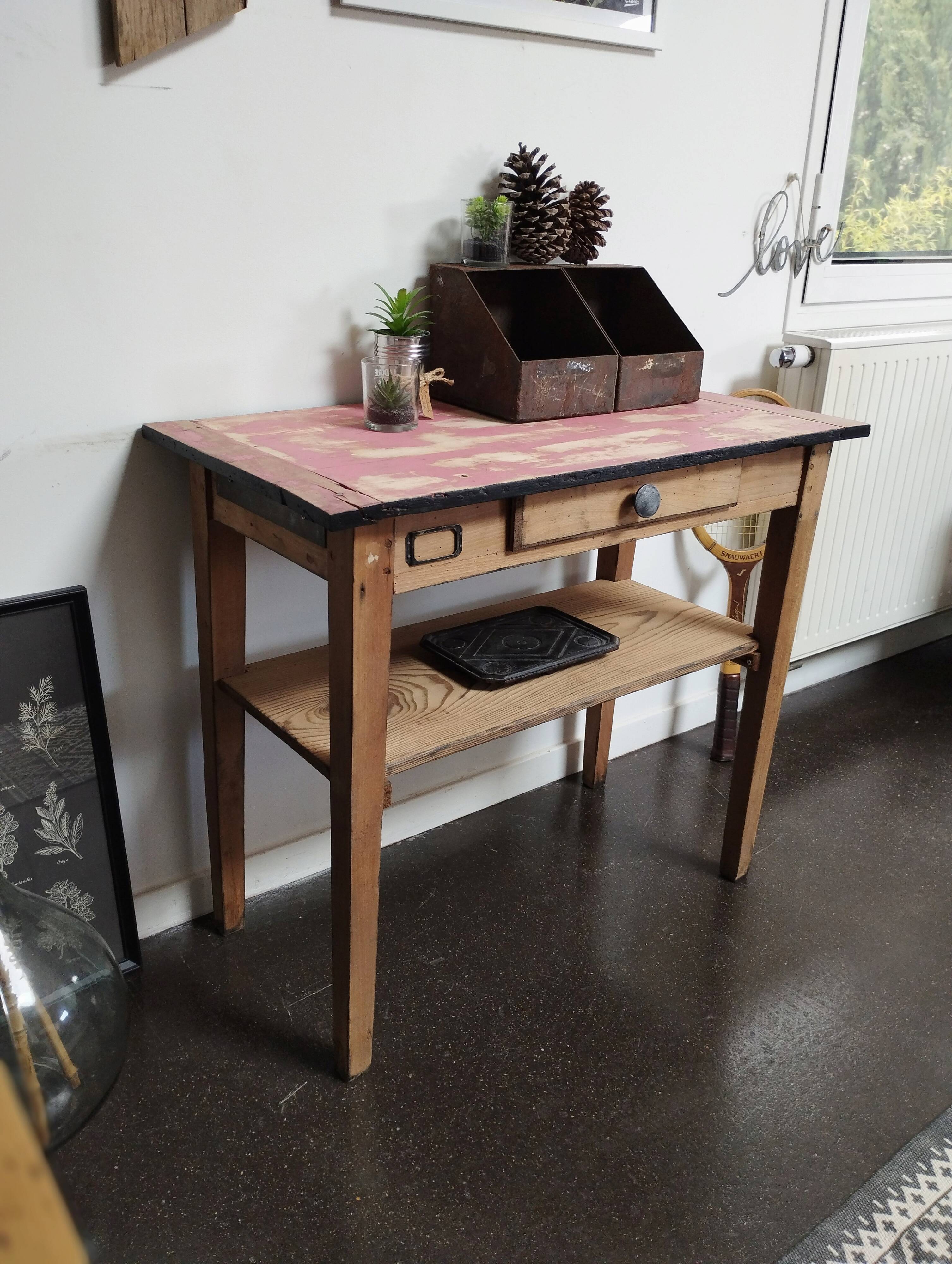 Table d'atelier, console vintage